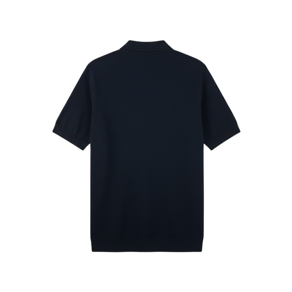 Lyle & Scott - Mens Cotton Argyle Short Sleeve Knitted Polo - Dark Navy/ Cherry Red - KN2491V Y392 - Wildvine Clothing, Spalding, Lincolnshire