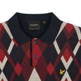 Lyle & Scott - Mens Cotton Argyle Short Sleeve Knitted Polo - Dark Navy/ Cherry Red - KN2491V Y392 - Wildvine Clothing, Spalding, Lincolnshire