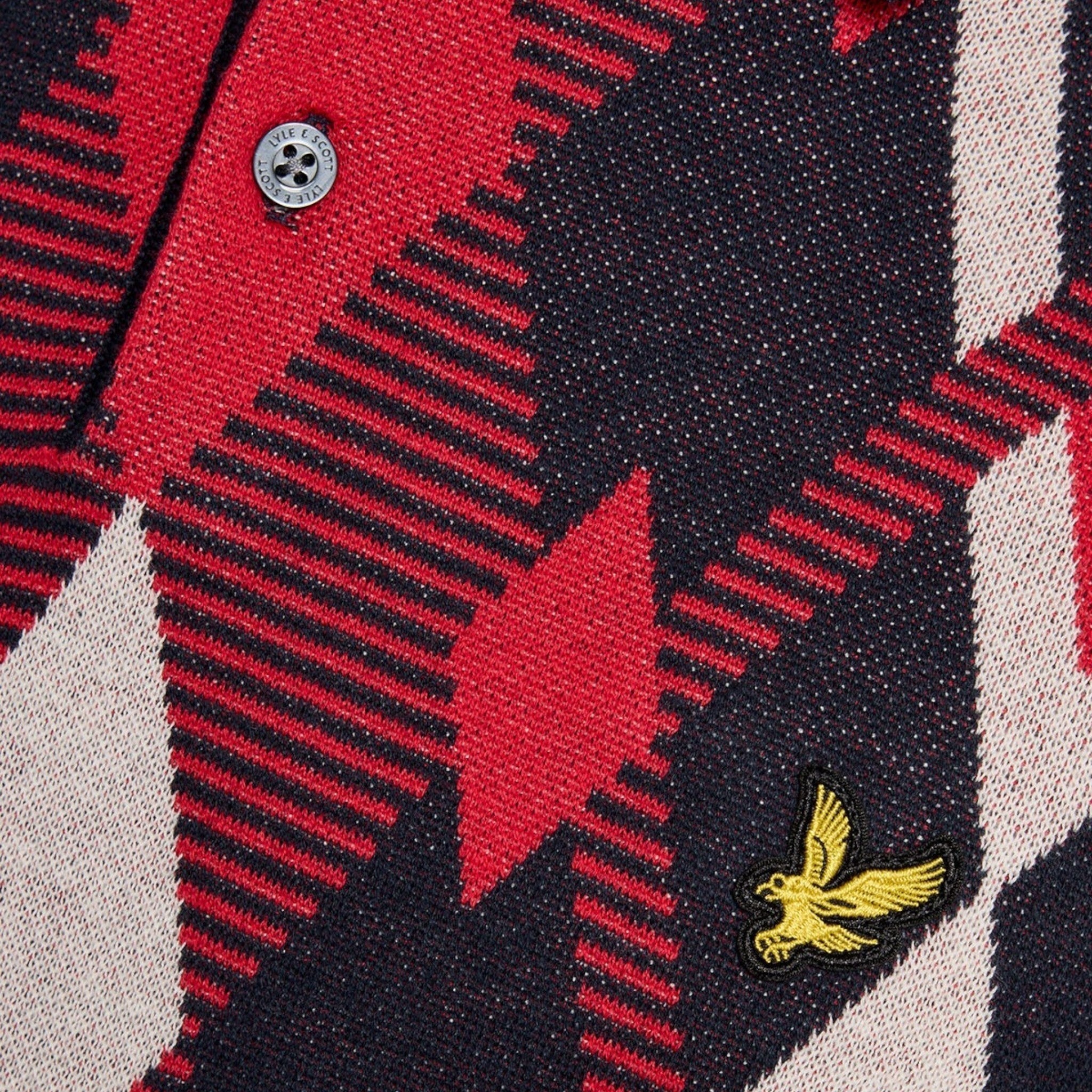 Lyle & Scott - Mens Cotton Argyle Short Sleeve Knitted Polo - Dark Navy/ Cherry Red - KN2491V Y392 - Wildvine Clothing, Spalding, Lincolnshire