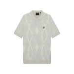 Lyle & Scott - Mens Cotton Argyle Short Sleeve Knitted Polo - Light Grey Marl/ Opal Blue - KN2491V Y391 - Wildvine Clothing, Spalding, Lincolnshire