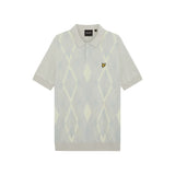 Lyle & Scott - Mens Cotton Argyle Short Sleeve Knitted Polo - Light Grey Marl/ Opal Blue - KN2491V Y391 - Wildvine Clothing, Spalding, Lincolnshire