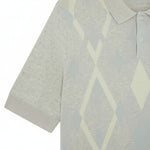 Lyle & Scott - Mens Cotton Argyle Short Sleeve Knitted Polo - Light Grey Marl/ Opal Blue - KN2491V Y391 - Wildvine Clothing, Spalding, Lincolnshire