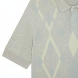 Lyle & Scott - Mens Cotton Argyle Short Sleeve Knitted Polo - Light Grey Marl/ Opal Blue - KN2491V Y391 - Wildvine Clothing, Spalding, Lincolnshire