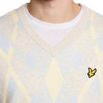 Lyle & Scott - Mens Cotton Argyle V Neck Jumper - Light Grey Marl/ Opal Blue - KN2490V Y391 - Wildvine Clothing, Spalding, Lincolnshire