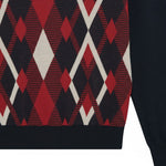 Lyle & Scott - Mens Cotton Argyle V Neck Jumper - Dark Navy / Cherry Red - KN2490V Y392 - Wildvine Clothing, Spalding, Lincolnshire