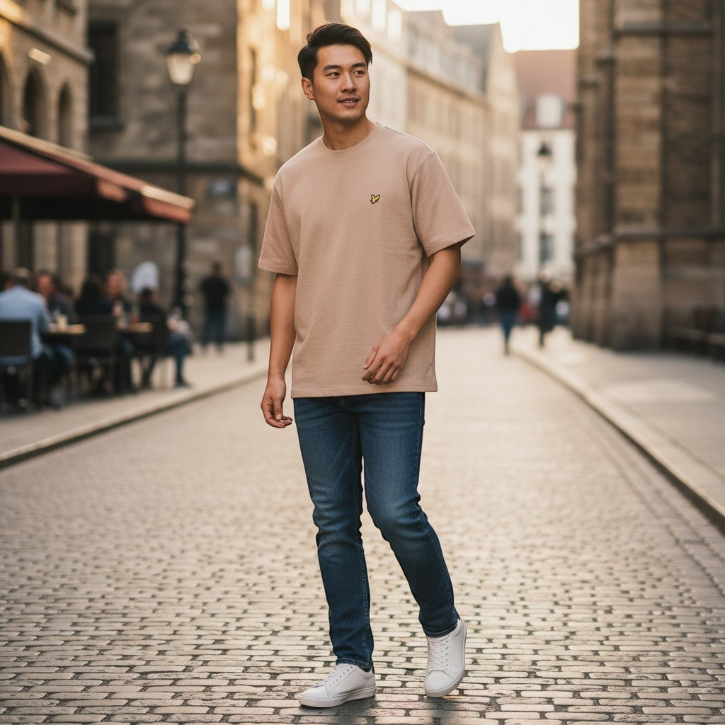 Lyle & Scott - Mens Popcorn Jacquard T-Shirt - Barley - TS2406V Y121 - Wildvine Clothing, Spalding, Lincolnshire