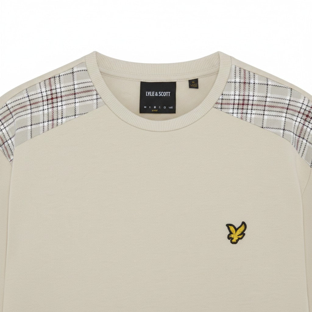 Lyle & Scott - Mens Check Panelled Crewneck Sweatshirt - Cove ML2597V W870 - Wildvine Clothing, Spalding, Lincolnshire