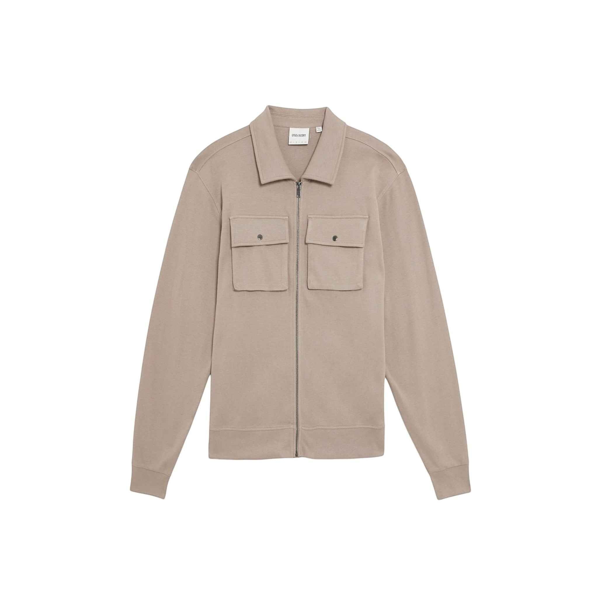 Lyle & Scott - Mens Interlock Jersey Overshirt - Cobblestone X084 - Wildvine Clothing, Spalding, Lincolnshire
