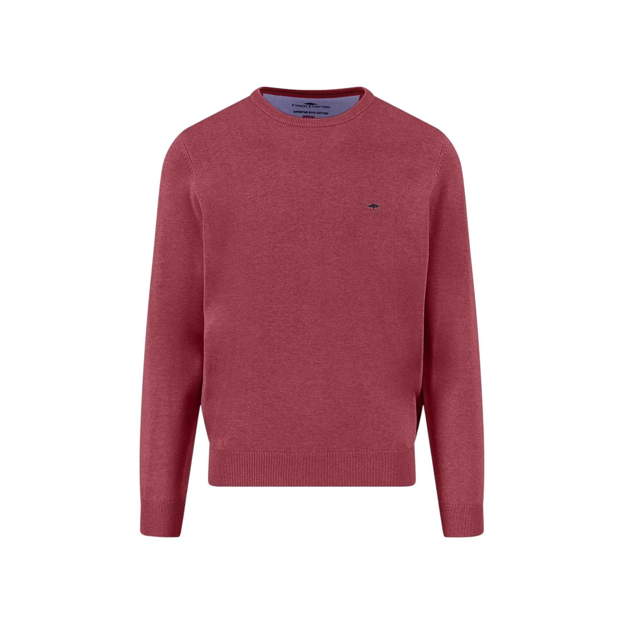 Fynch-Hatton - Mens Knitwear - O-Neck, Superfine - Berry - Wildvine Clothing, Spalding, Lincolnshire