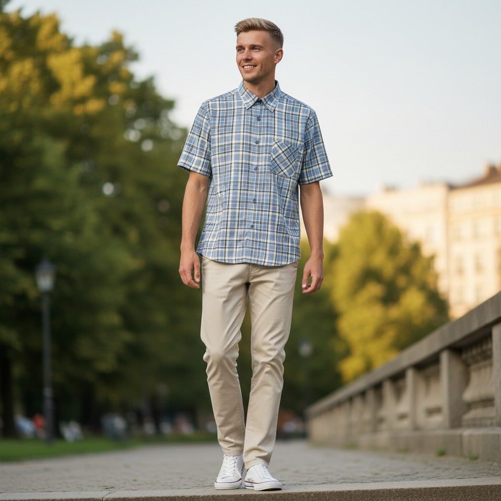 Gurteen - Mens - Seville - Modern Fit / Short Sleeved - Surf Check 831 - Wildvine Clothing, Spalding, Lincolnshire
