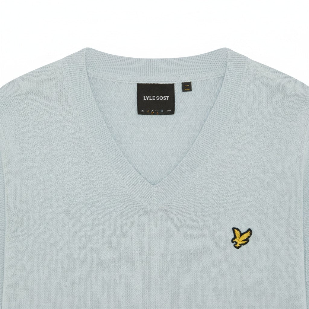 Lyle & Scott - Mens Cotton V Neck Jumper - Opal Blue - KN2492V W596 - Wildvine Clothing, Spalding, Lincolnshire