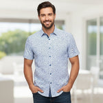 DG's Drifter Mens - Regular Short Sleeve Casual Shirt - Blue/Floral - 14682SS - 25 - Wildvine Clothing, Spalding, Lincolnshire