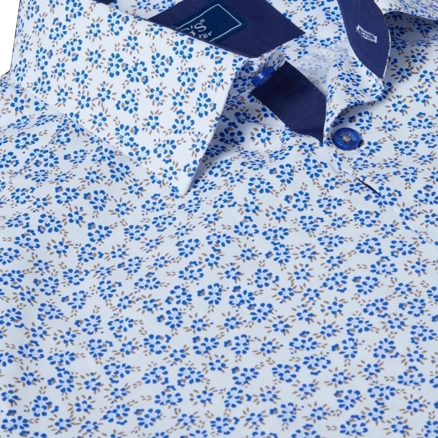 DG's Drifter Mens - Regular Short Sleeve Casual Shirt - Blue/Floral - 14682SS - 25 - Wildvine Clothing, Spalding, Lincolnshire