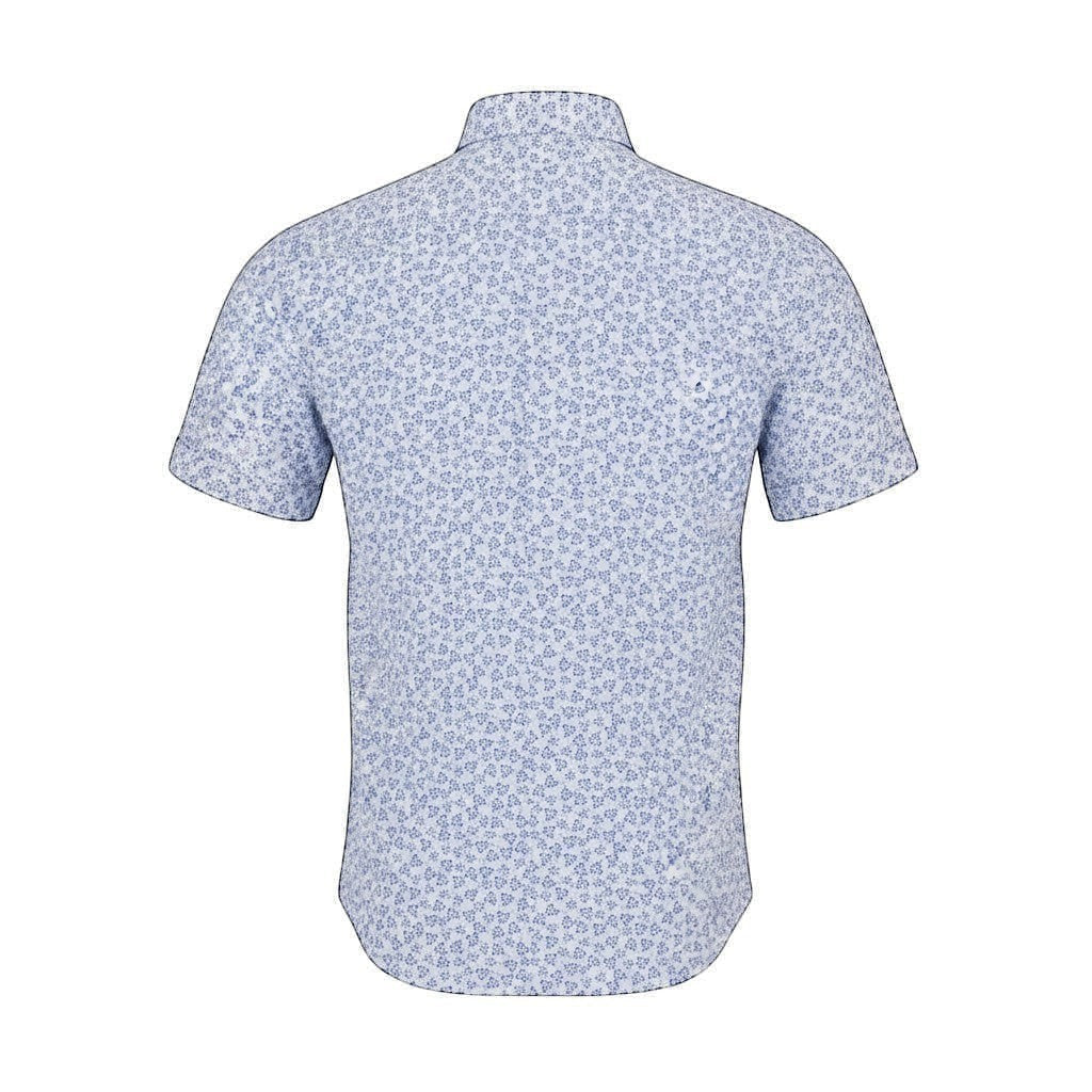 DG's Drifter Mens - Regular Short Sleeve Casual Shirt - Blue/Floral - 14682SS - 25 - Wildvine Clothing, Spalding, Lincolnshire
