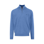Fynch-Hatton - Mens Knitwear - Troyer-Zip, Superfine - Crystal Blue - Wildvine Clothing, Spalding, Lincolnshire