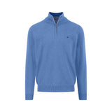 Fynch-Hatton - Mens Knitwear - Troyer-Zip, Superfine - Crystal Blue - Wildvine Clothing, Spalding, Lincolnshire