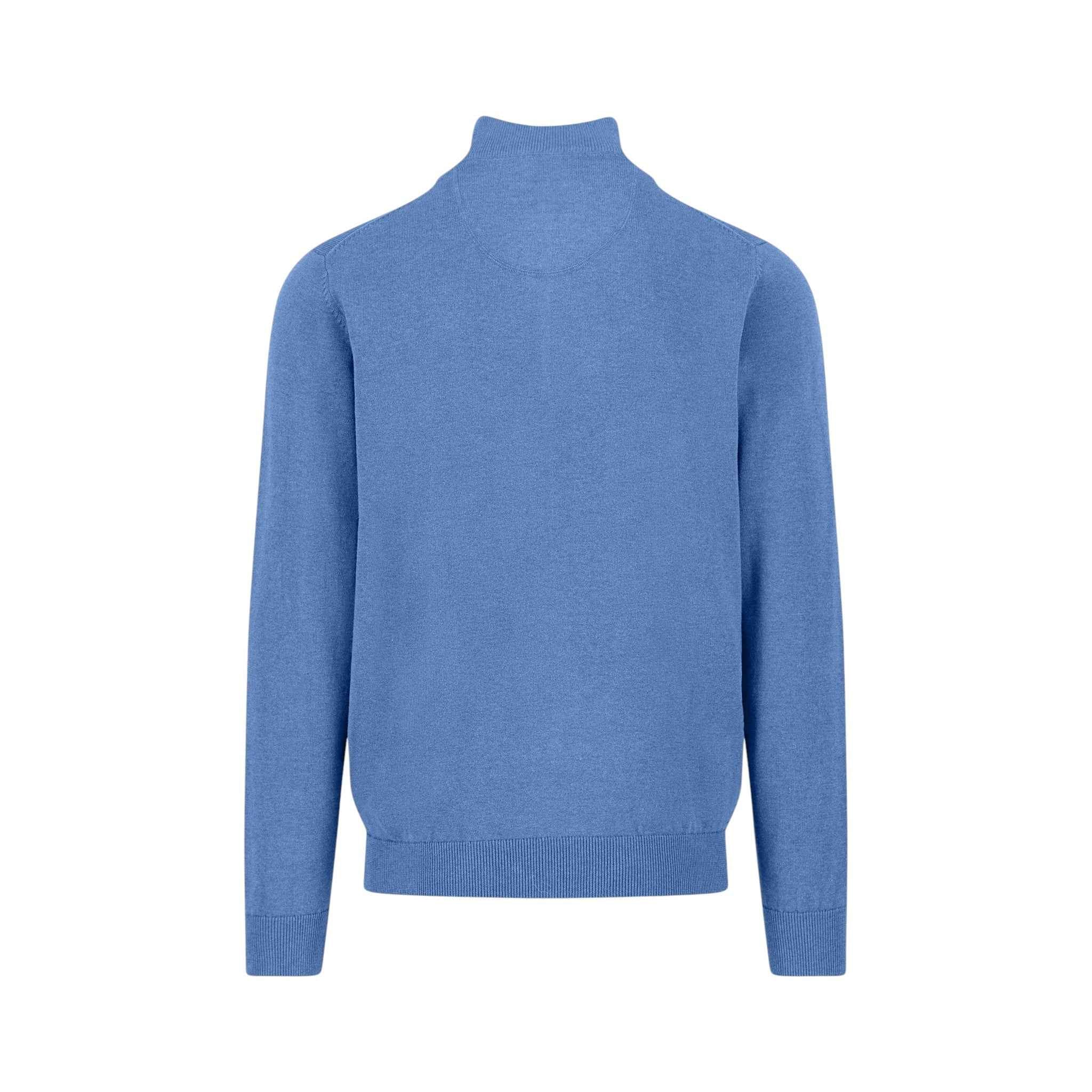Fynch-Hatton - Mens Knitwear - Troyer-Zip, Superfine - Crystal Blue - Wildvine Clothing, Spalding, Lincolnshire