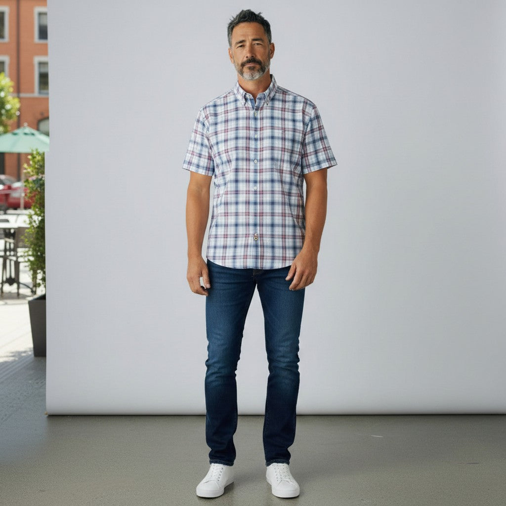 DG's Drifter Mens - Regular Short Sleeve Casual Shirt - Blue - Wildvine Clothing, Spalding, Lincolnshire
