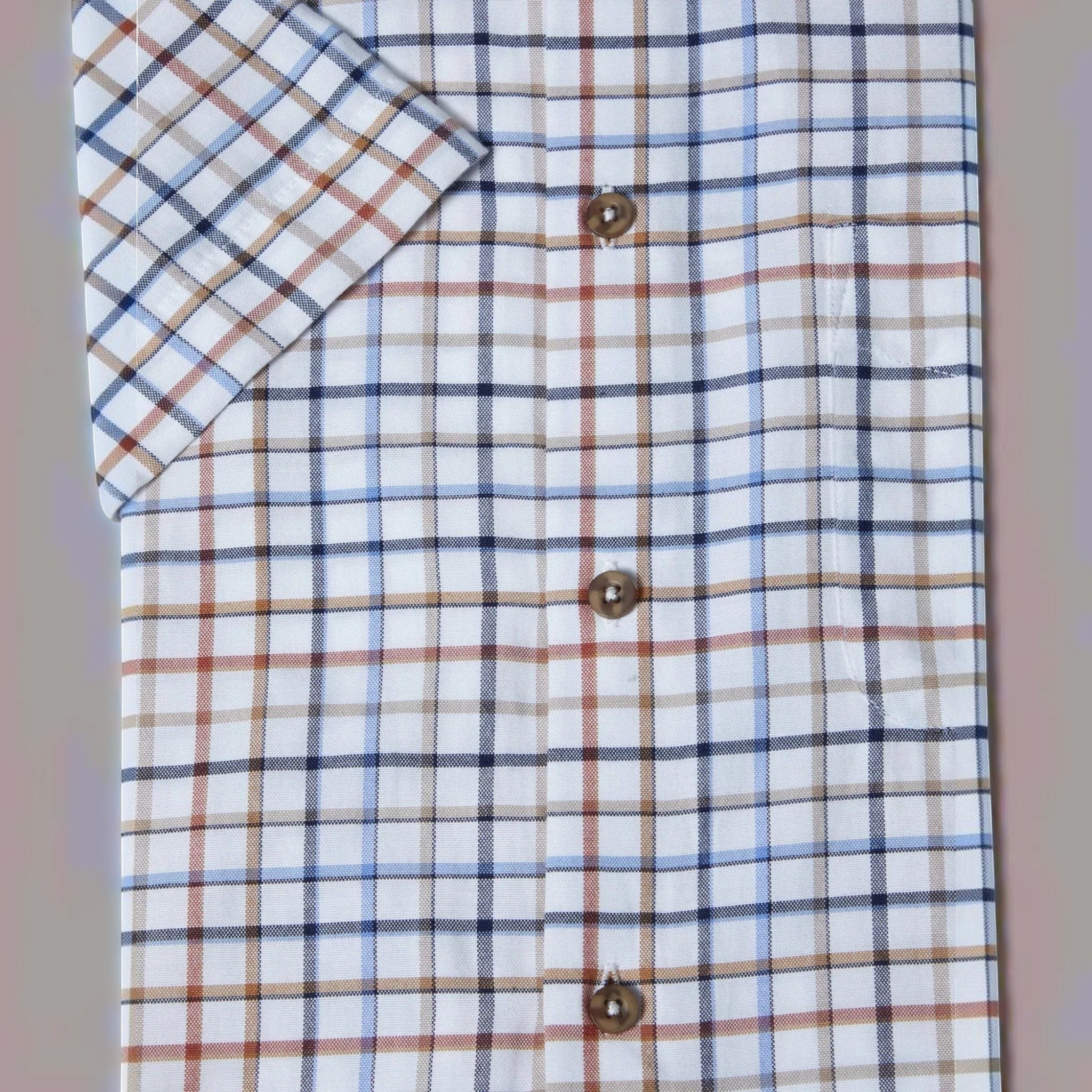 DG's Drifter Mens - Regular Short Sleeve Ivano Casual Shirt - Brown Check - 14822SS 45 - Wildvine Clothing, Spalding, Lincolnshire
