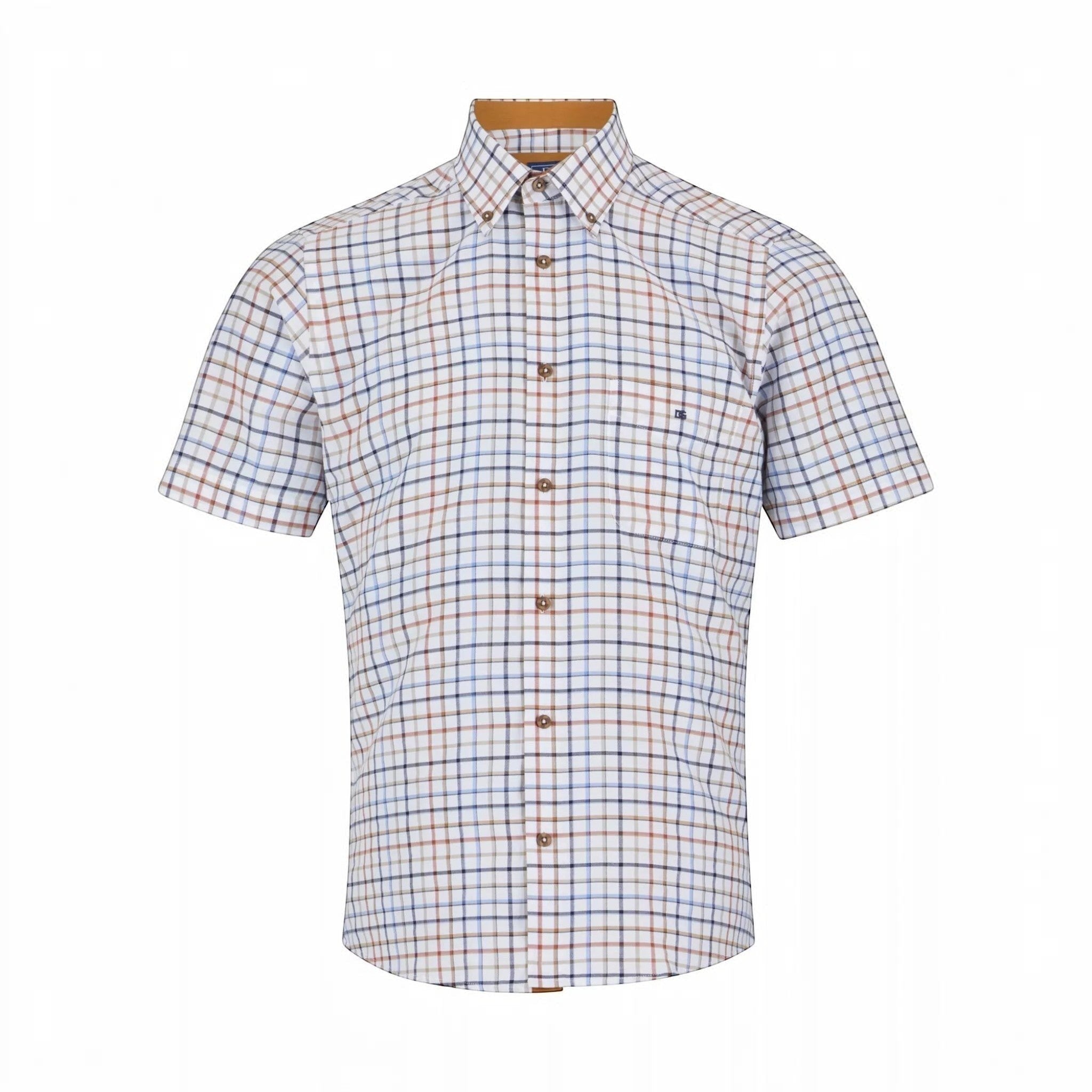 DG's Drifter Mens - Regular Short Sleeve Ivano Casual Shirt - Brown Check - 14822SS 45 - Wildvine Clothing, Spalding, Lincolnshire