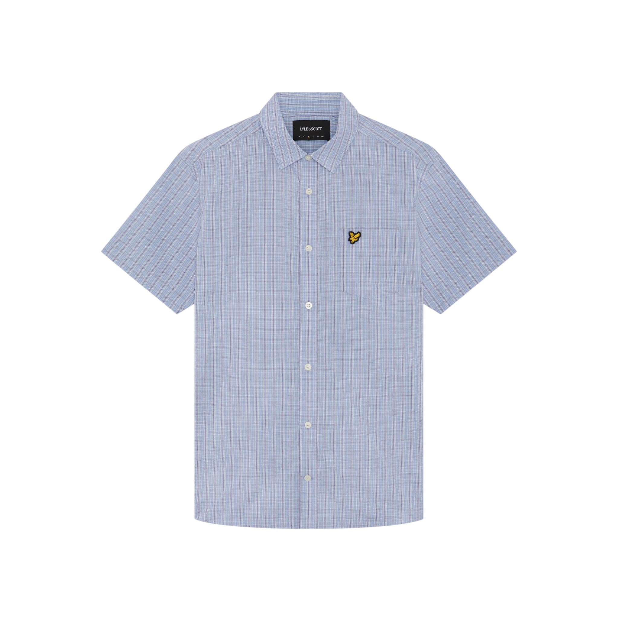 Lyle & Scott - Mens Short Sleeve Grid Check Shirt - Chalk Blue - W444 SW2415V - Wildvine Clothing, Spalding, Lincolnshire