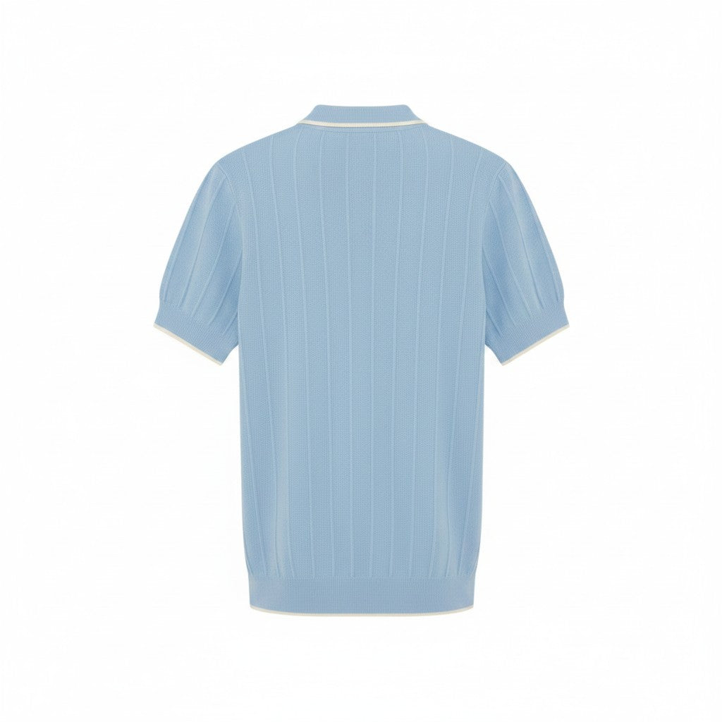 Lyle & Scott - Mens Tipped Pique Knitted Polo Shirt - Chalk Blue - KN2420V W444 - Wildvine Clothing, Spalding, Lincolnshire