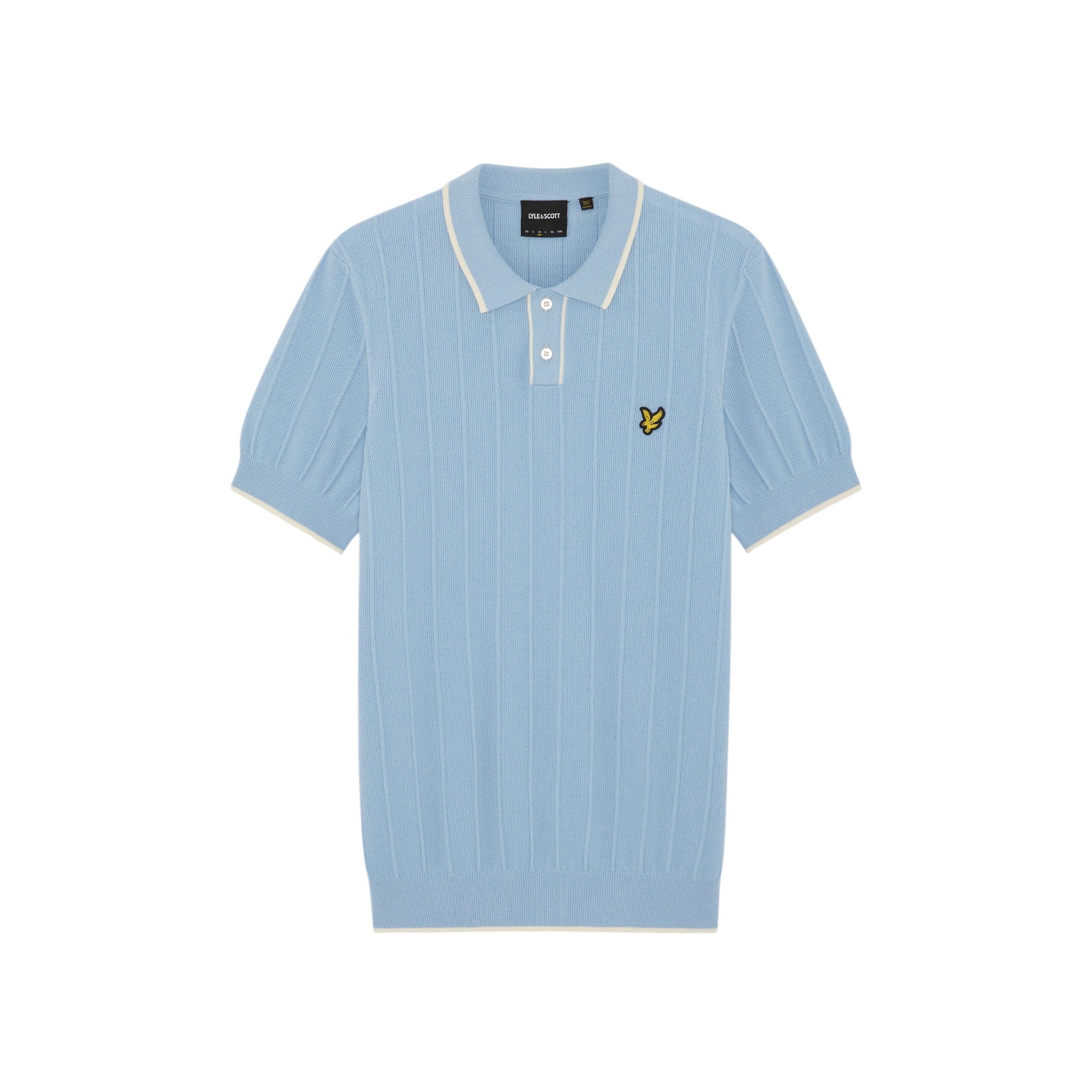 Lyle & Scott - Mens Tipped Pique Knitted Polo Shirt - Chalk Blue - KN2420V W444 - Wildvine Clothing, Spalding, Lincolnshire