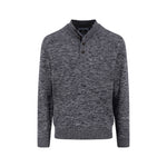 Fynch-Hatton - Mens Knitwear - Buttoned Troyer, Twisted Mouline - Charcoal 998 - Wildvine Clothing, Spalding, Lincolnshire