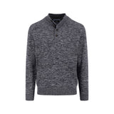 Fynch-Hatton - Mens Knitwear - Buttoned Troyer, Twisted Mouline - Charcoal 998 - Wildvine Clothing, Spalding, Lincolnshire