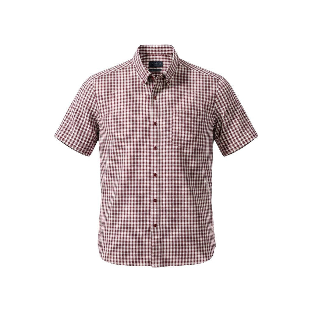 Gurteen - Mens - 100% Cotton - Seville - Modern Fit / Short Sleeved - Cranberry Check - 51023 660 - Wildvine Clothing, Spalding, Lincolnshire