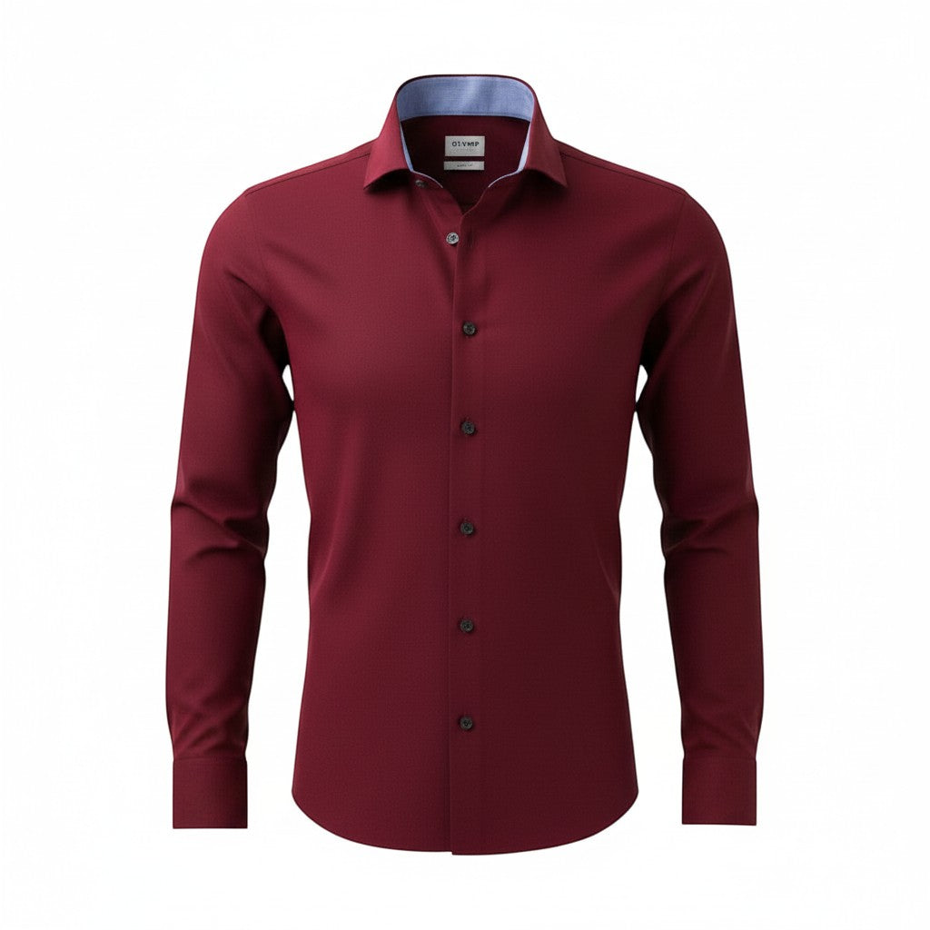 OLYMP - Mens Shirt - Level Five Body Fit - Dark Red - Wildvine Clothing, Spalding, Lincolnshire