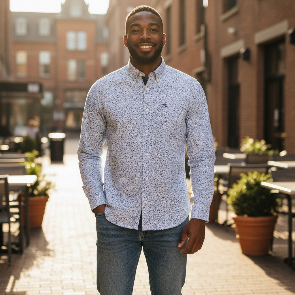 Fynch-Hatton - Mens Superfine Cotton Shirt - New Breeze - 16078580 653 - Wildvine Clothing, Spalding, Lincolnshire