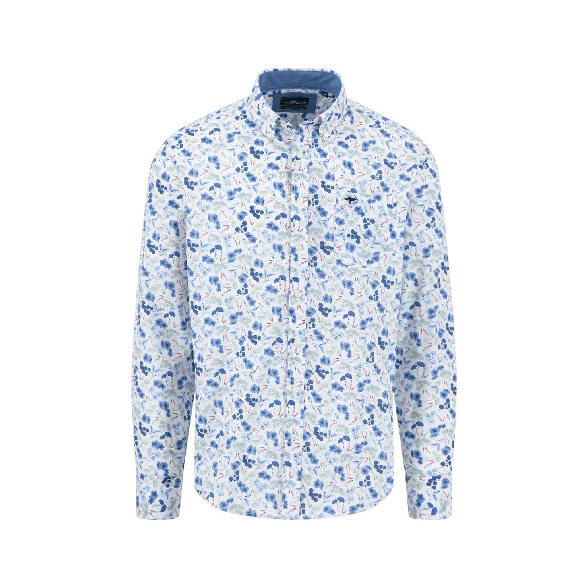 Fynch-Hatton - Mens Shirt - Premium Print - Crystal Blue 604 - Wildvine Clothing, Spalding, Lincolnshire