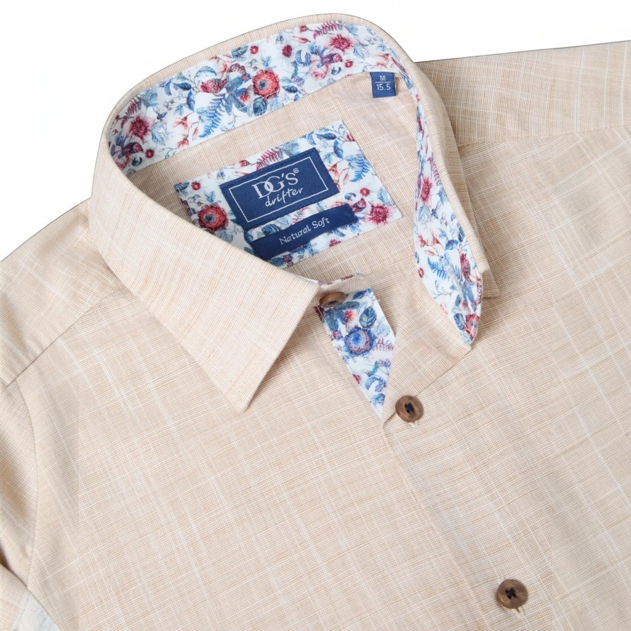 DG's Drifter Mens - Regular Short Sleeve Casual Shirt - Giovanni - Stone - 14501SS 92 - Wildvine Clothing, Spalding, Lincolnshire