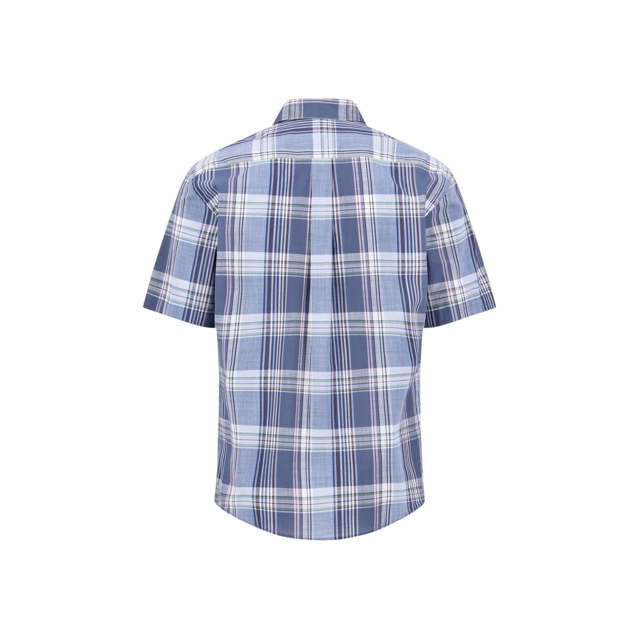 Fynch-Hatton Men's Regular Short Sleeve Casual Shirt - Slub Check – Horizon - Wildvine Clothing, Spalding, Lincolnshire