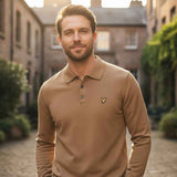 Lyle & Scott - Mens Cotton Merino Long Sleeve Knitted Polo - Tigers Eye X851 - Wildvine Clothing, Spalding, Lincolnshire