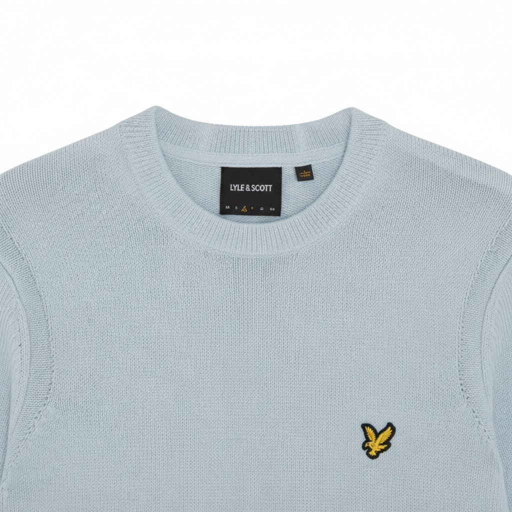 Lyle & Scott - Mens Hybrid Collar Crew Neck Jumper - Opal Blue - W596 KN2421V - Wildvine Clothing, Spalding, Lincolnshire