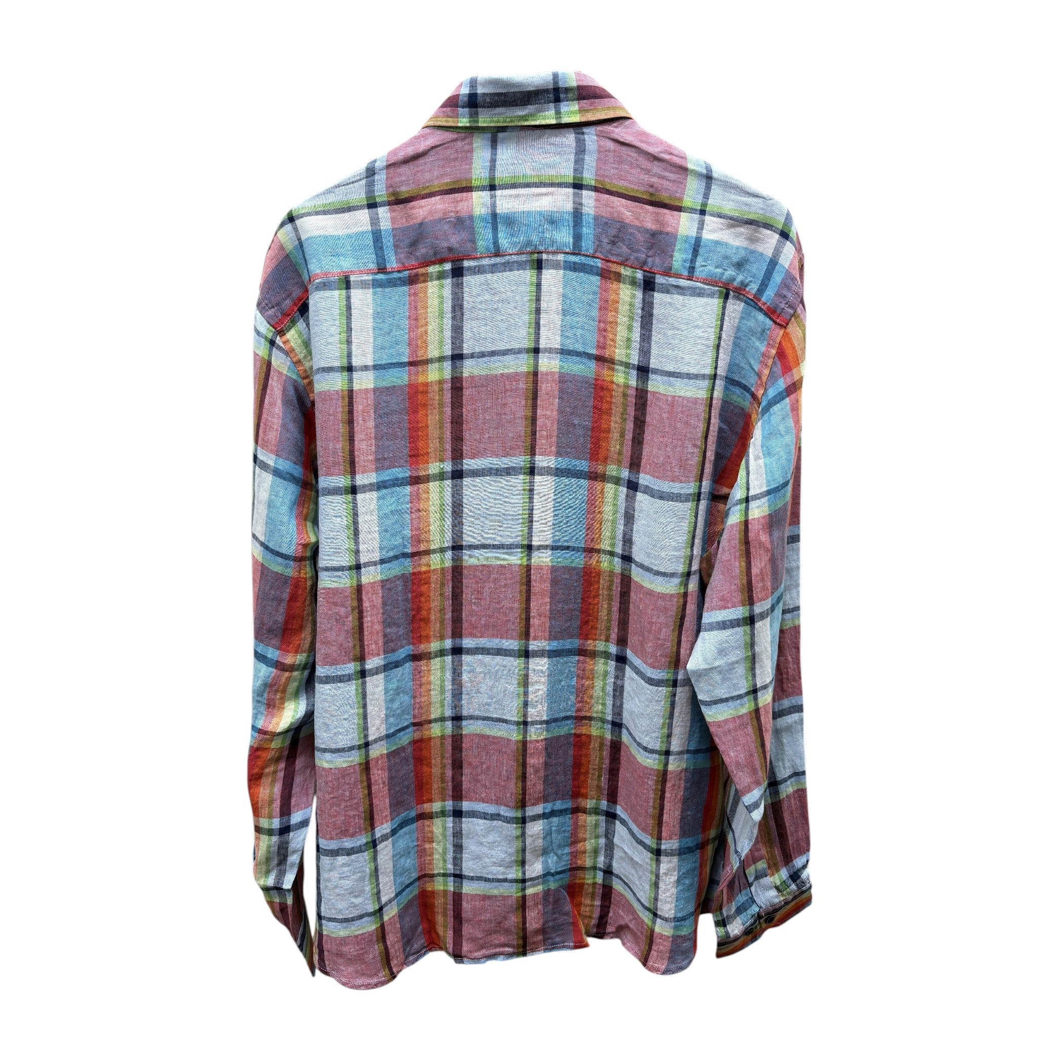 Gurteen - Mens - 100% Linen Shirt - Rome - Modern Fit / LS - Tangerine Check - Wildvine Clothing, Spalding, Lincolnshire