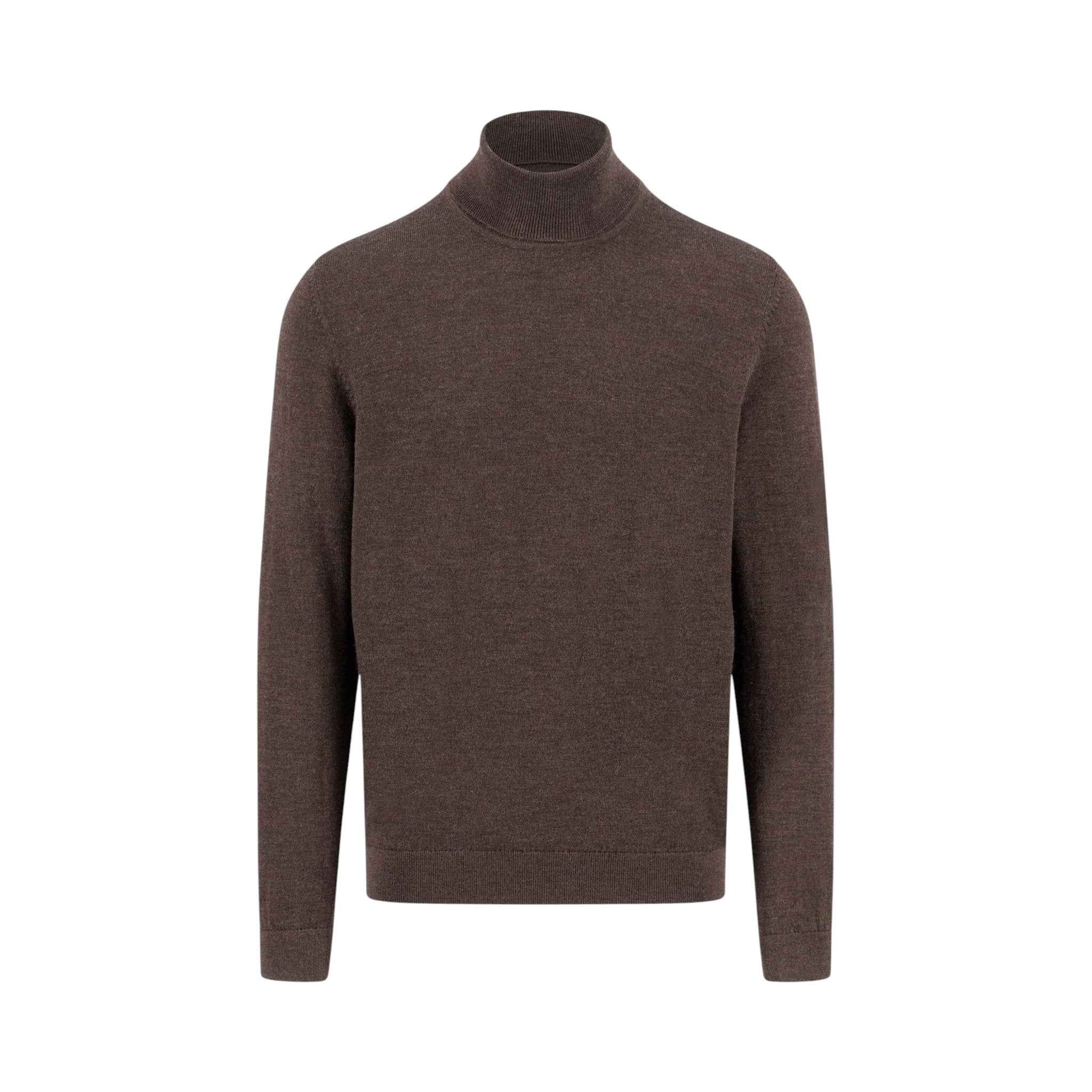 Fynch-Hatton - Mens Knitwear - Rollneck, Merino - Dark Chocolate 861 - Wildvine Clothing, Spalding, Lincolnshire