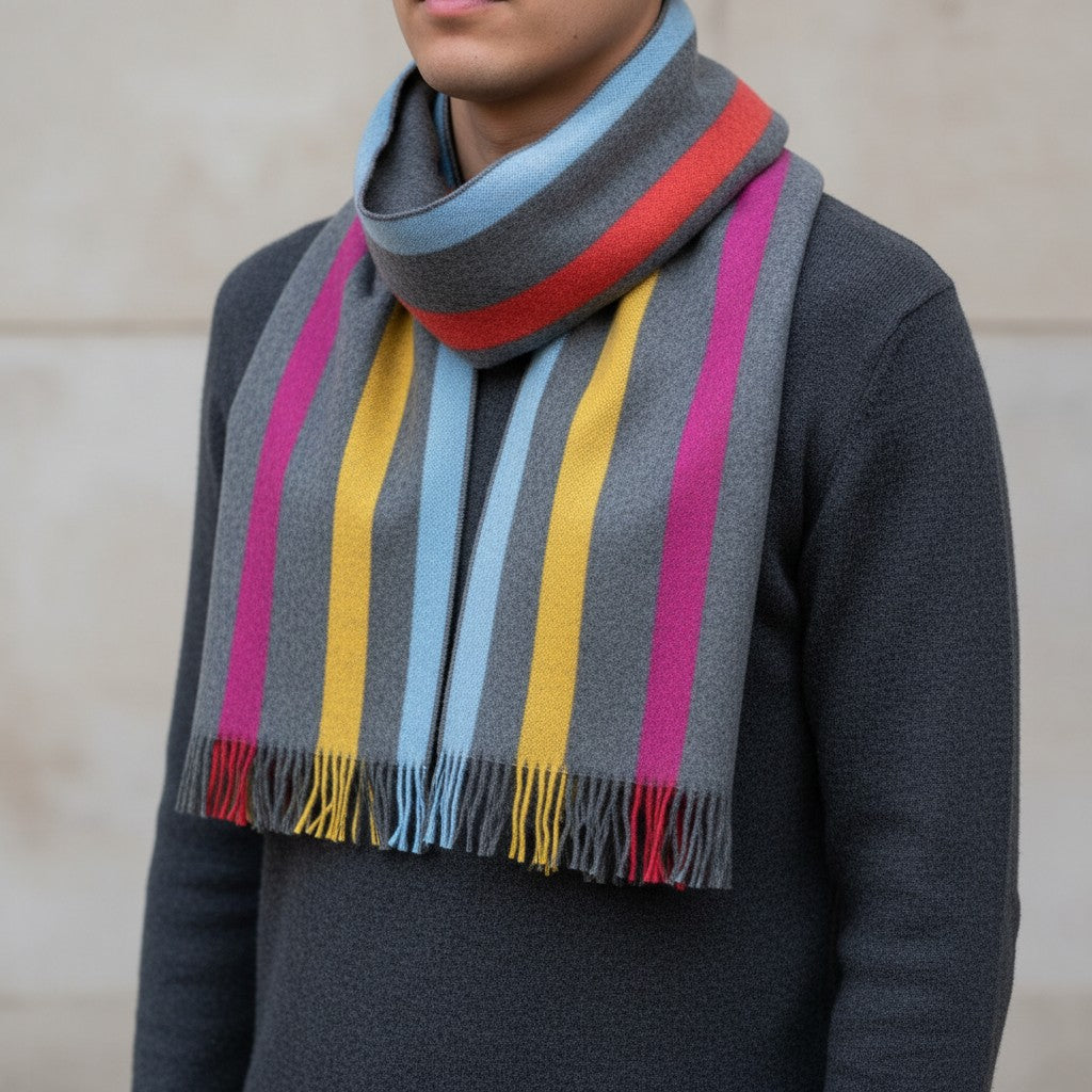 Swole Panda - Mens Multi Fine Stripe Bamboo Scarf - Wildvine Clothing, Spalding, Lincolnshire