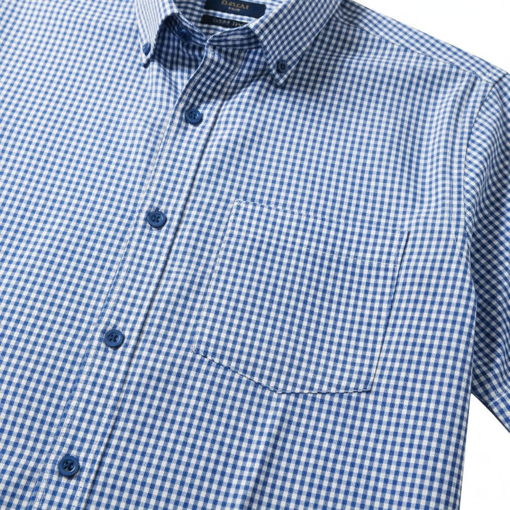 Gurteen - Mens - 100% Cotton - Seville - Modern Fit / Short Sleeved - Navy Check - 51028 636 - Wildvine Clothing, Spalding, Lincolnshire
