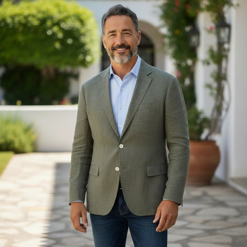 Gurteen - Mens - 100% Linen Jacket - Viago - Olive - Wildvine Clothing, Spalding, Lincolnshire