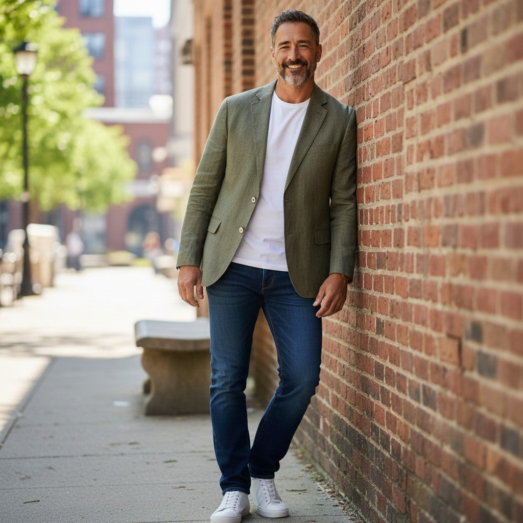 Gurteen - Mens - 100% Linen Jacket - Viago - Olive - Wildvine Clothing, Spalding, Lincolnshire