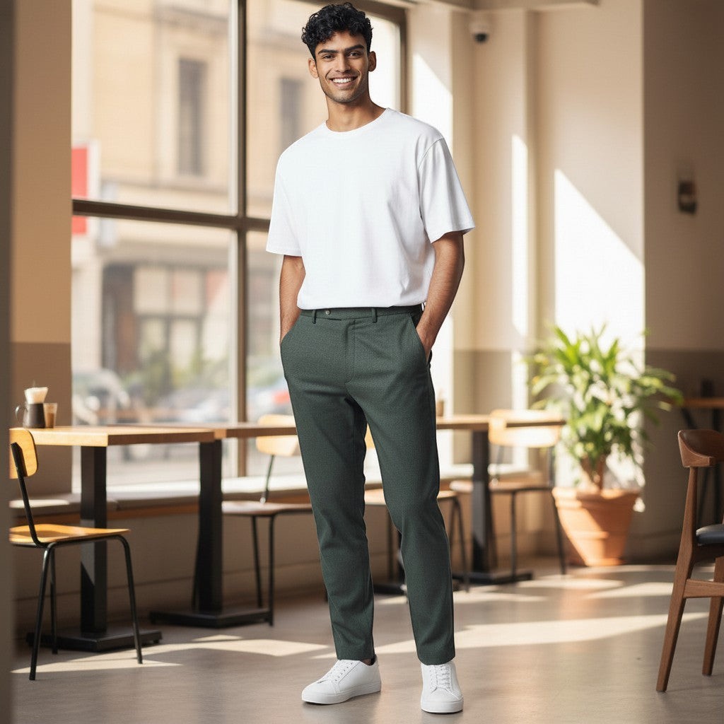 Gurteen - Mens - 100% Linen Trousers - Lynton - Olive - 1852-024 - Wildvine Clothing, Spalding, Lincolnshire