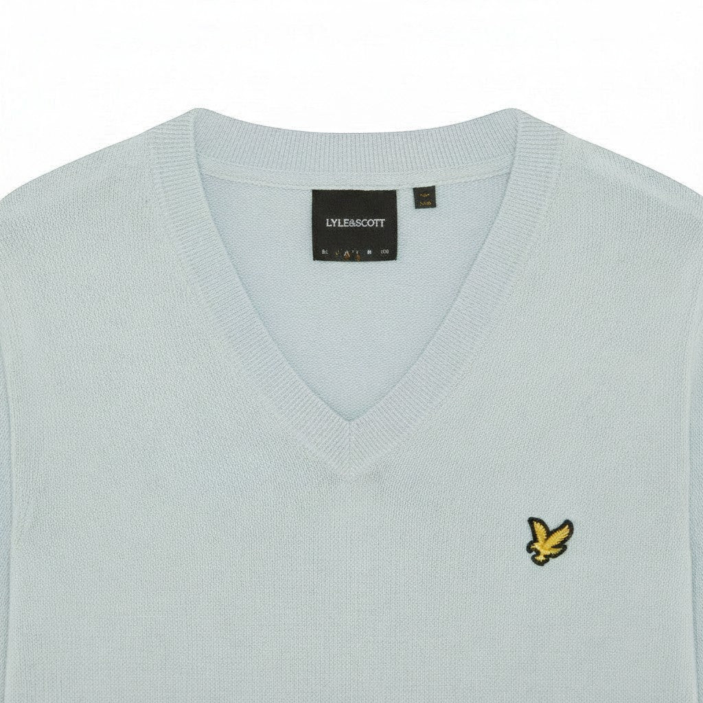Lyle & Scott - Mens Cotton V Neck Jumper - Opal Blue - Wildvine Clothing, Spalding, Lincolnshire