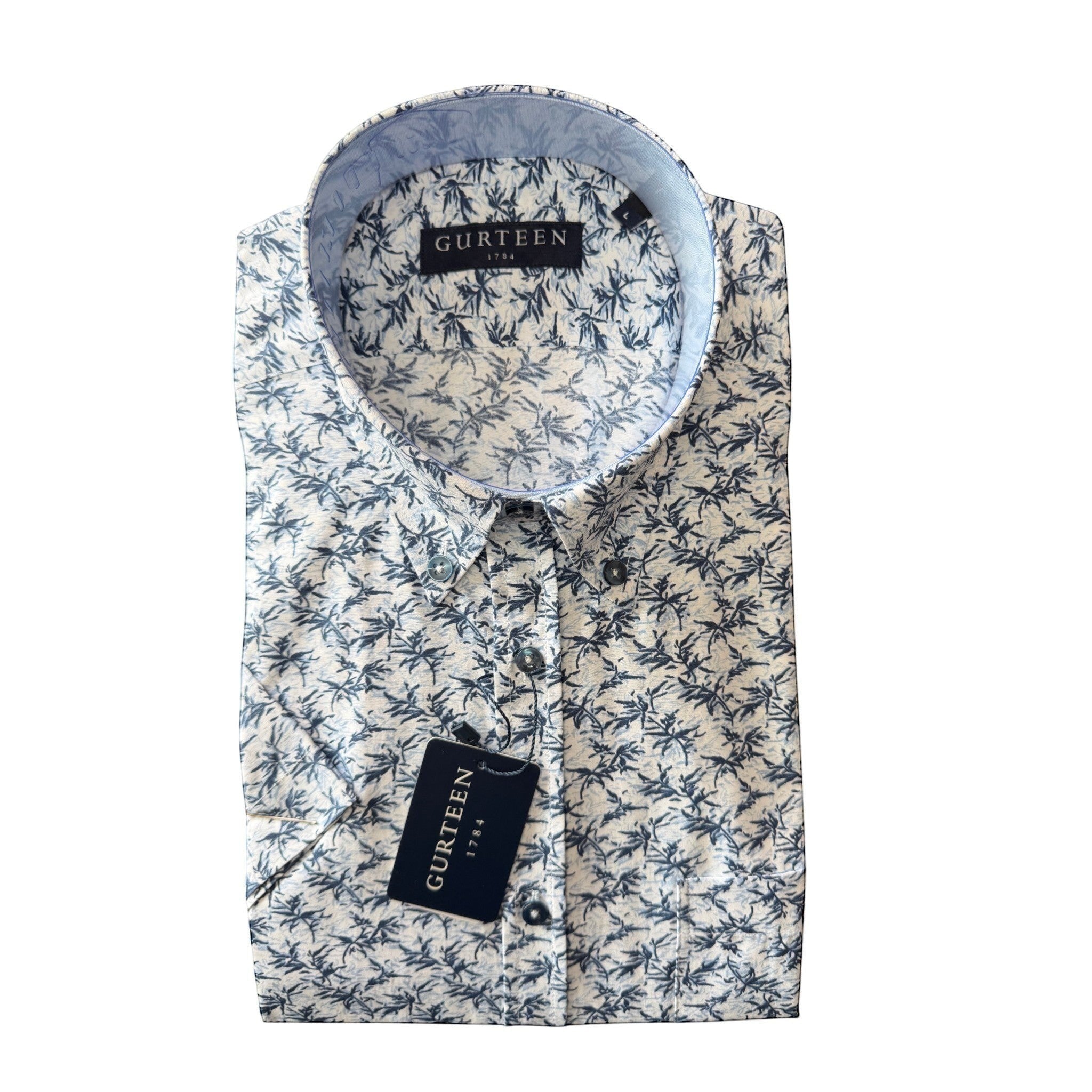 Gurteen - Mens - Seville - Modern Fit / Short Sleeved - Midnight Palm Print - 5102 935 - Wildvine Clothing, Spalding, Lincolnshire