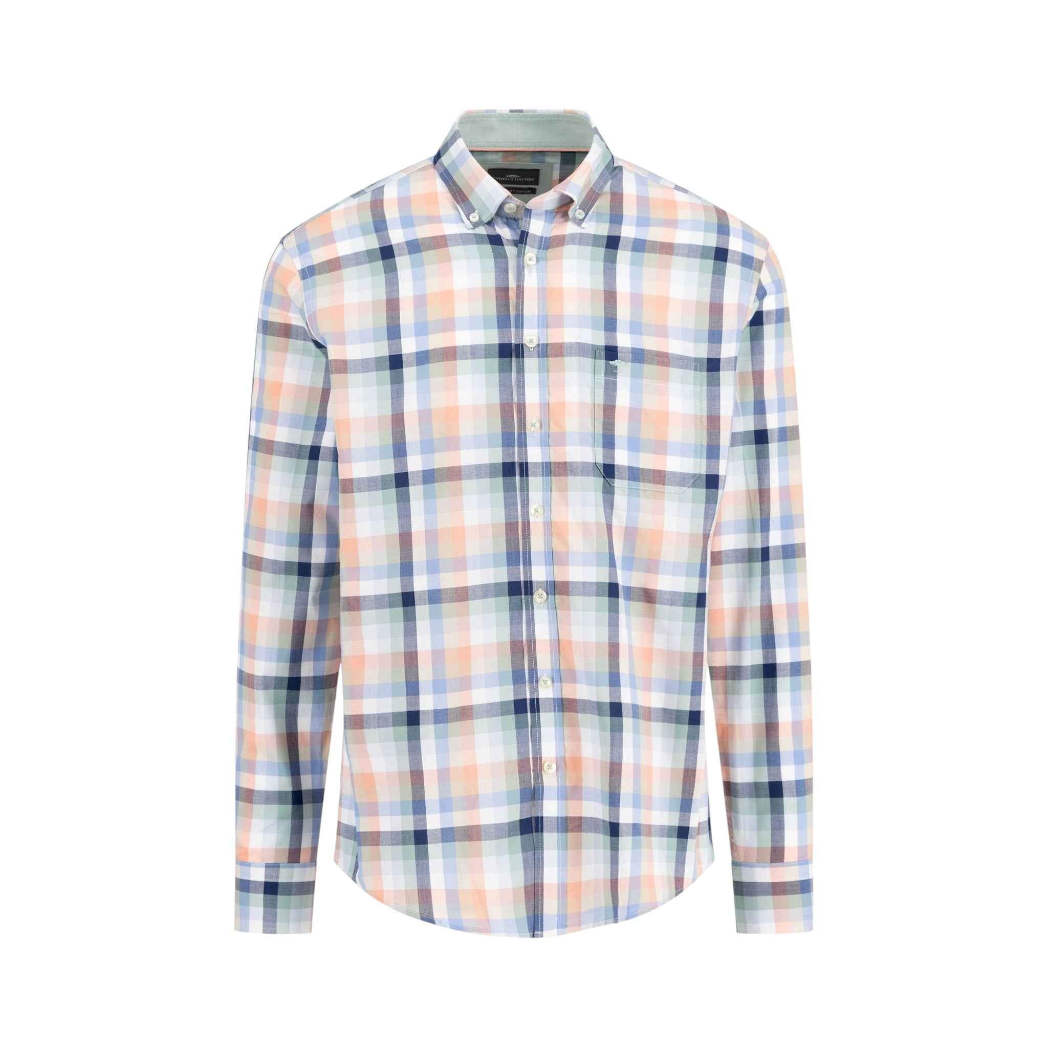 Fynch-Hatton - Mens Shirt - Colorful Combi Check - Peach 209 - Wildvine Clothing, Spalding, Lincolnshire