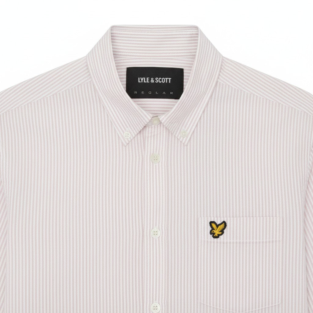 Lyle & Scott - Mens Stripe Oxford Shirt - Pink Grapefruit/ White LW2214VT Y152 - Wildvine Clothing, Spalding, Lincolnshire