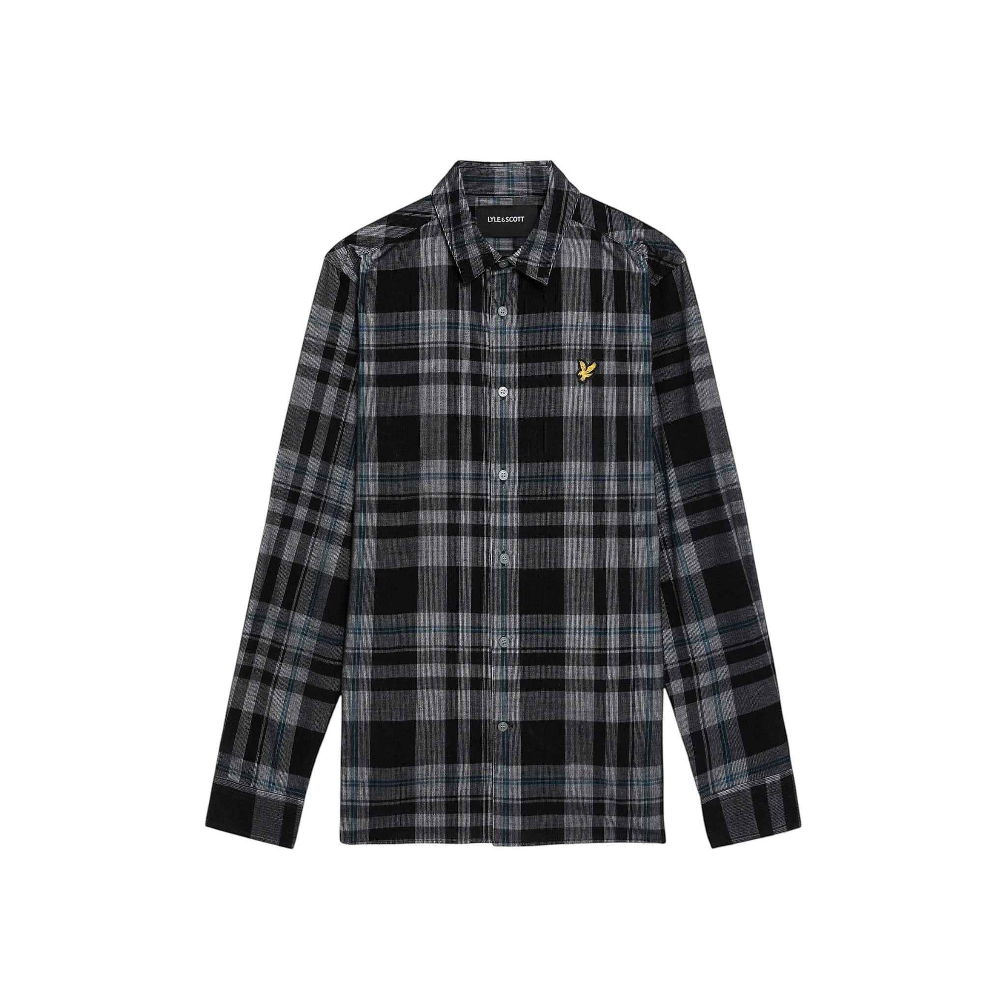 Lyle & Scott - Mens Tartan Corduroy Shirt - Jet Black / White W189 - Wildvine Clothing, Spalding, Lincolnshire