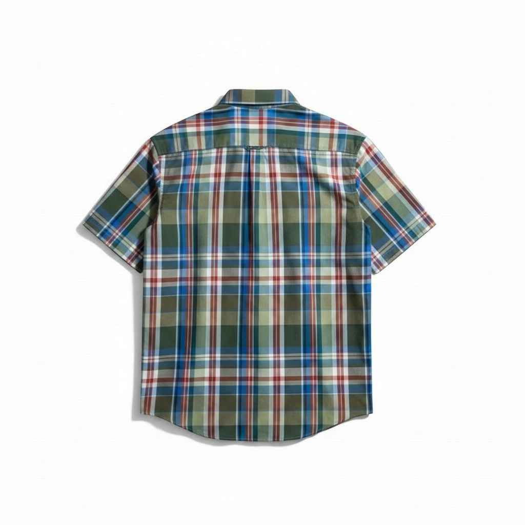 Fynch-Hatton - Mens Shirt - Modern Check - Vibrant Blue - 1/2 sleeve 622 - Wildvine Clothing, Spalding, Lincolnshire